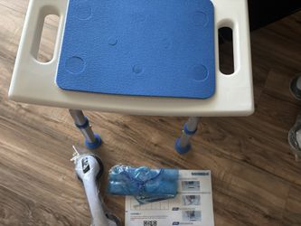 Brand New Shower Chair/Stool With Grab Bar And Toiletry Bag
