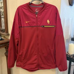 NIKE Men Red USC Trojans Dri-Fit Zipped Jacket Size Large