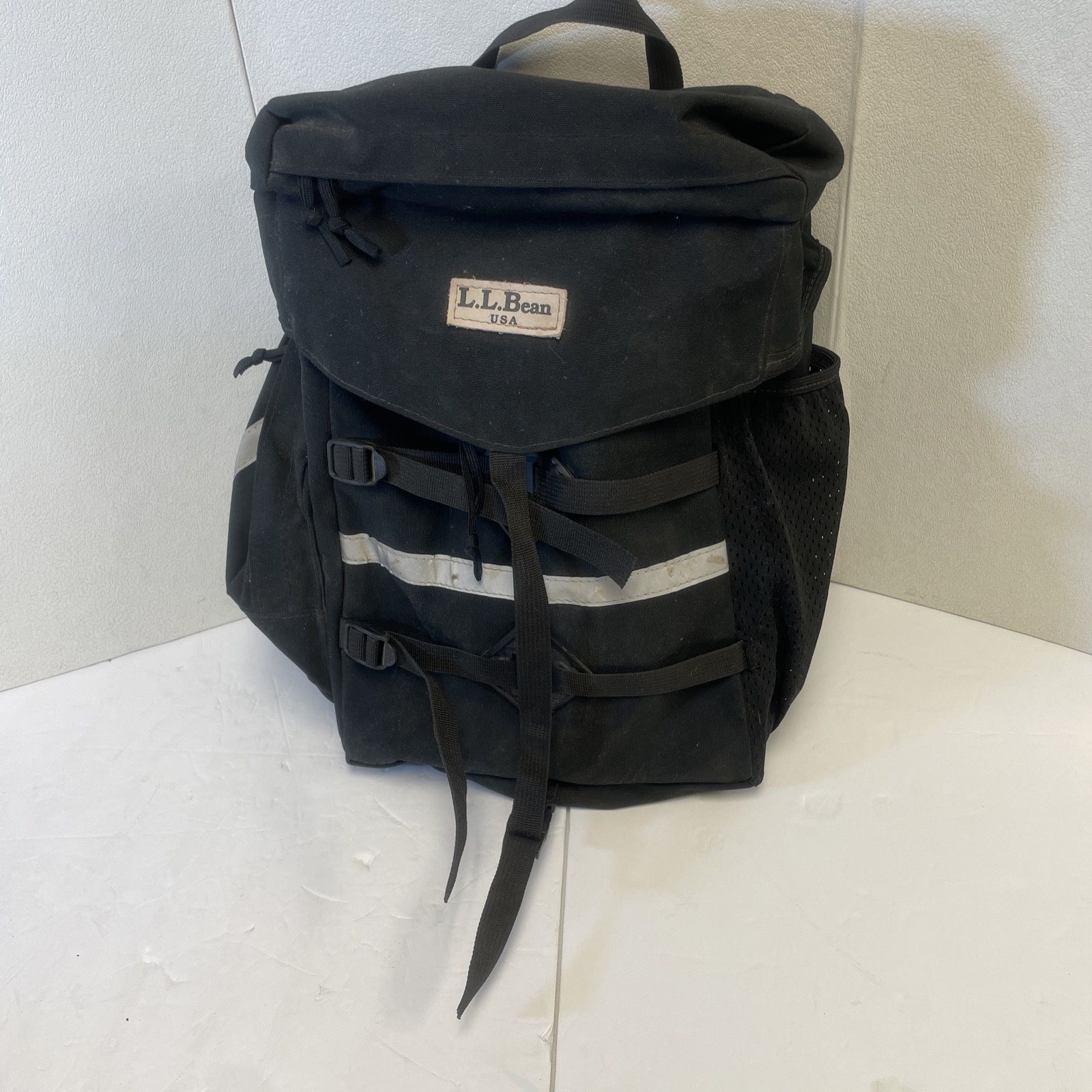 Vintage LL Bean USA Bicycle Bag Backpack Convertible With Clips Hiking - Black