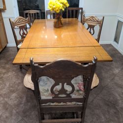 50% Price Cut! Antique Oak Dining Room Set With Buffet