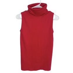Metric Womens S Red Turtle Neck Sleeveless Top