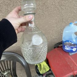 Vintage Crown Royal Whiskey or Wine Pressed Glass Decanter w/Stopper 10" Empty