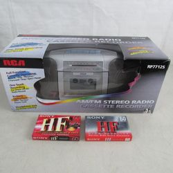RCA RP7712S Portable AM/FM Stereo Cassette Player Recorder-New

