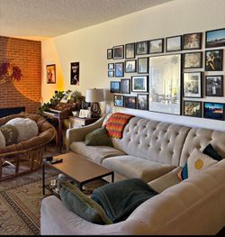 Beige L sectional couch