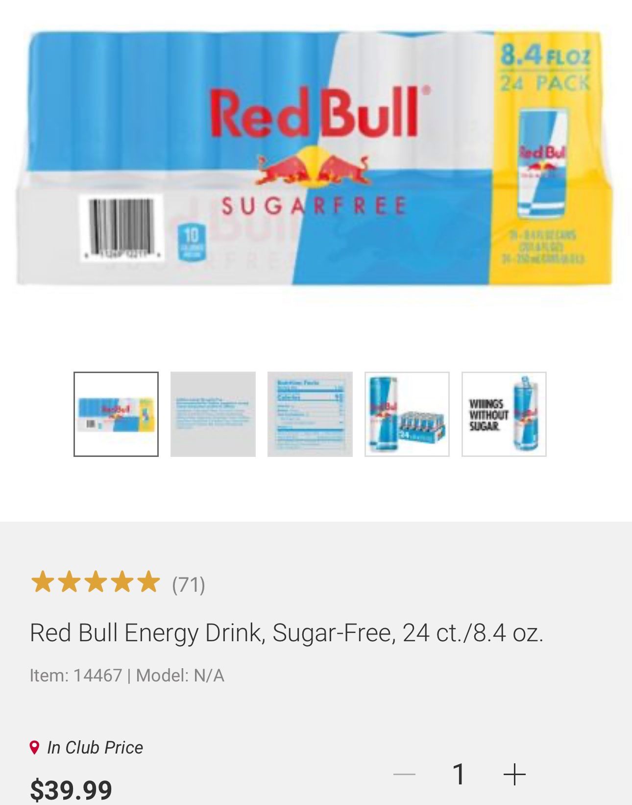 Sugar Free Redbull 8 Oz 24pack