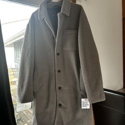 ASOS Design Womens Long Oversized Teddy Sherpa Plush Button Borg Coat