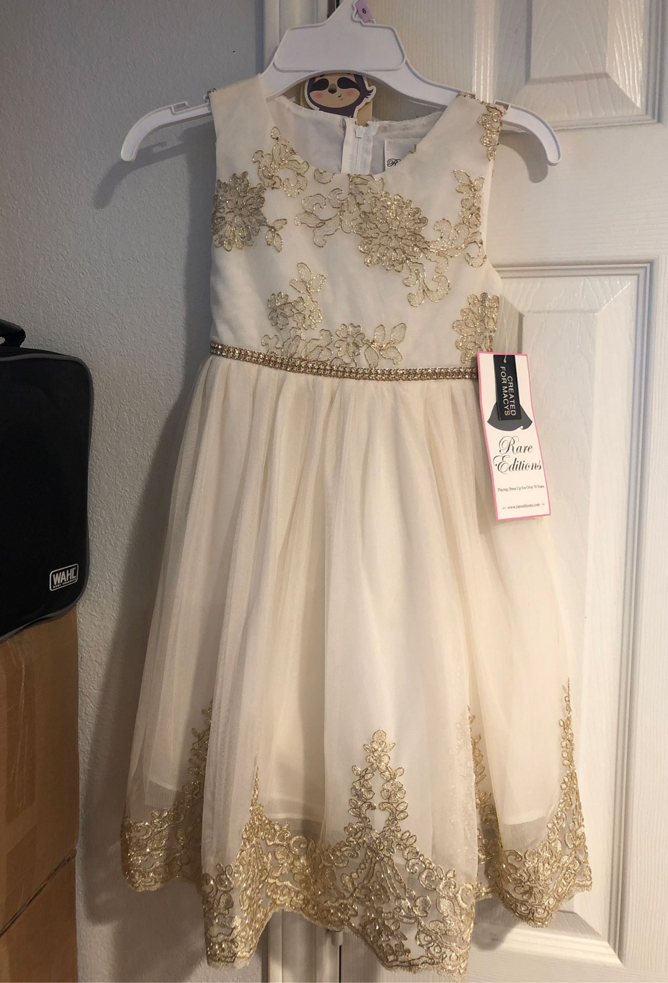 Gold/ivory flower girl dress