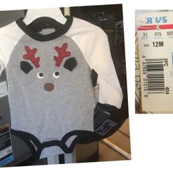 New 12 Months Reindeer Onesie