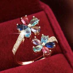 14k gold ziron flower ring