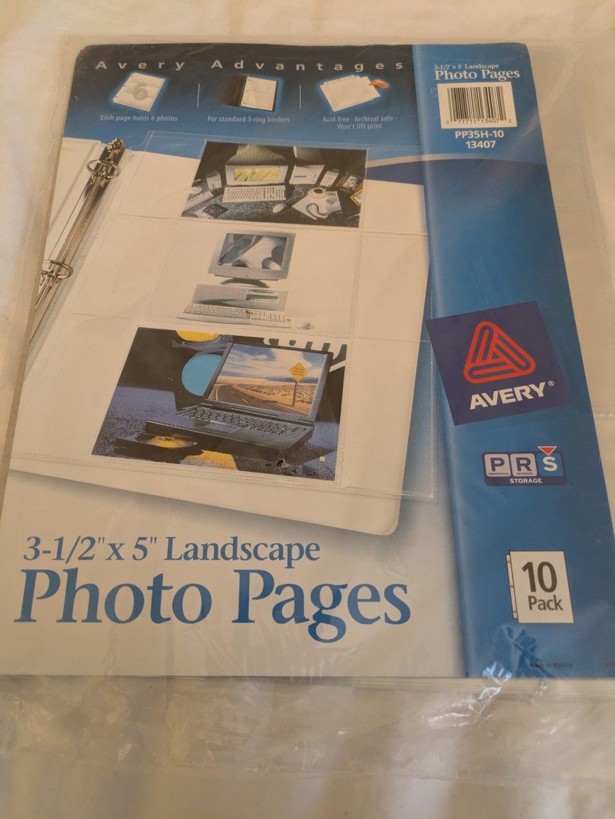 New Avery Photo Pages Landscape 3 1/2" X 5"