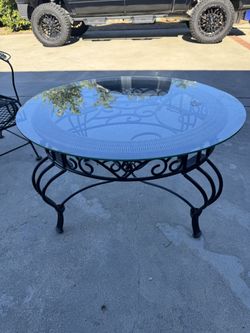 Wrought Iron Glass Top Coffee Table