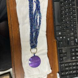 Purple And Blue Multi Strand Necklace