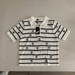 💚❤️Brand New Beautiful Design er White Polo Sweater Top Size Med ✨