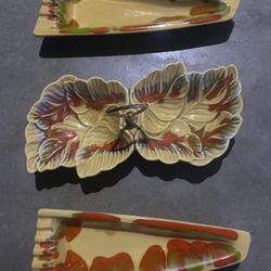 Vintage ceramic glazed, mid-century ashtrays