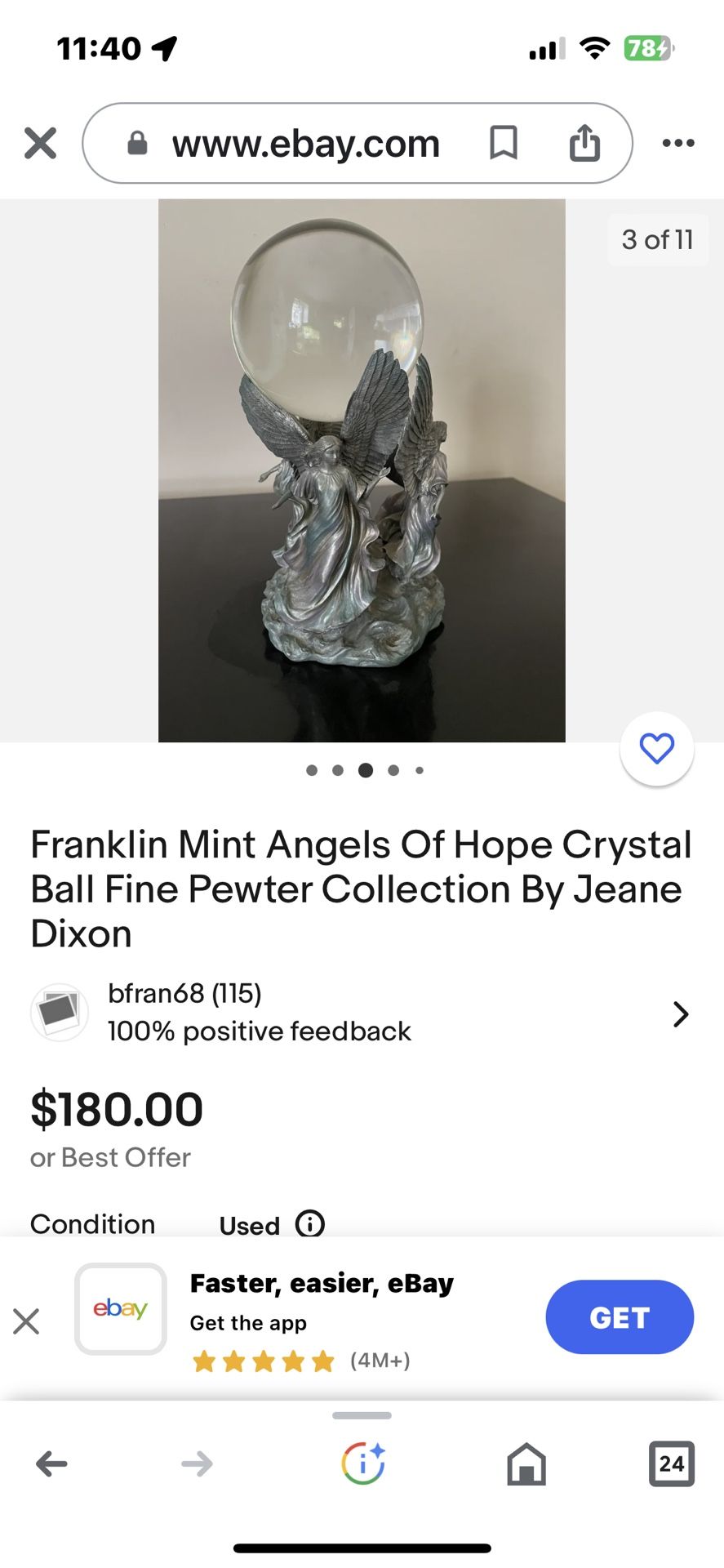 Pewter Angeles With Crystal Ball