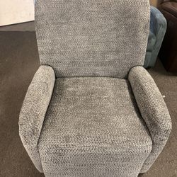 Recliner Chair Pushback Wingback Grey Fabric