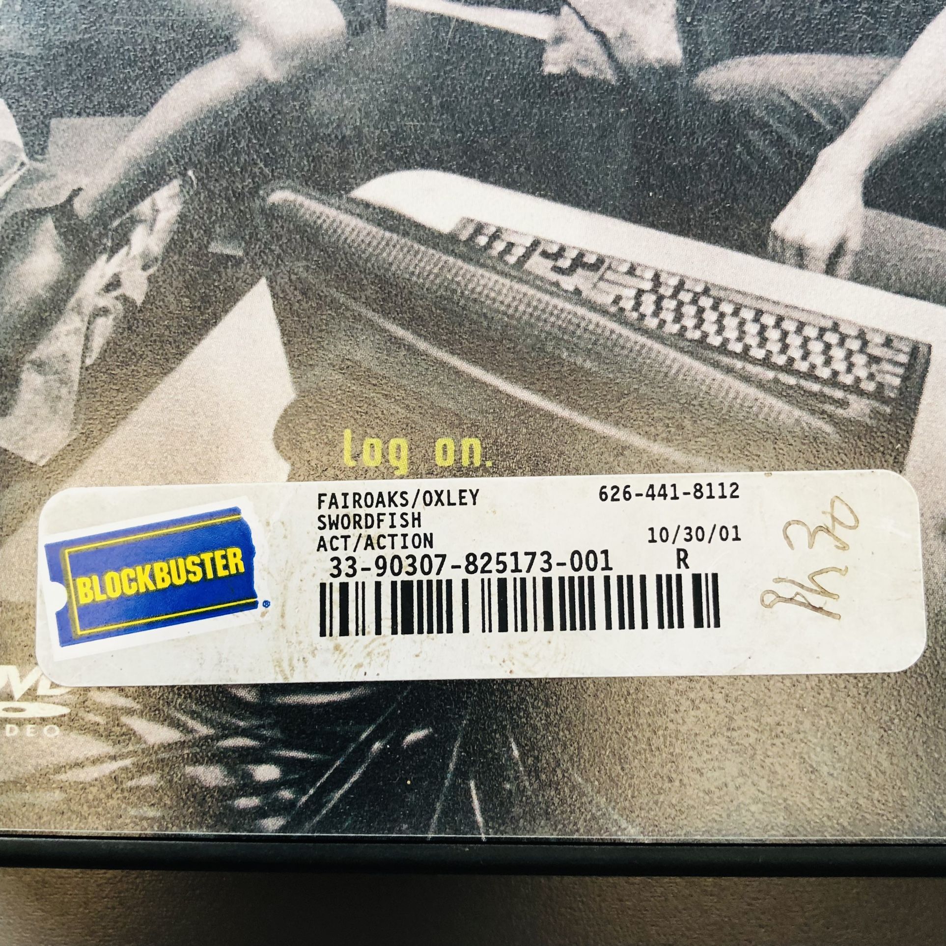 RARE!ππ»Blockbuster Video Original Rental DVD Swordfish 2001 South Pasadena (Silver Lake)