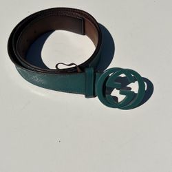 Gucci Belt Size 105-42 Original Gucci Made In Black Via Italy Turquoise Color Used In Good Condition 
