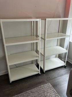 Set of two ivory 4-tier shelves