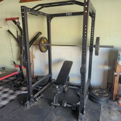 Squat Rack, Bench, Barbell, Bumper Plates, Dumbbells, Floor Mats! $1500