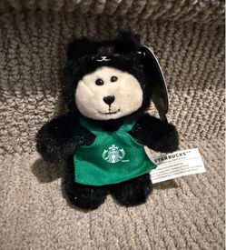 Starbucks 2026 Halloween Bearista Bear Black Cat Keychain Plush