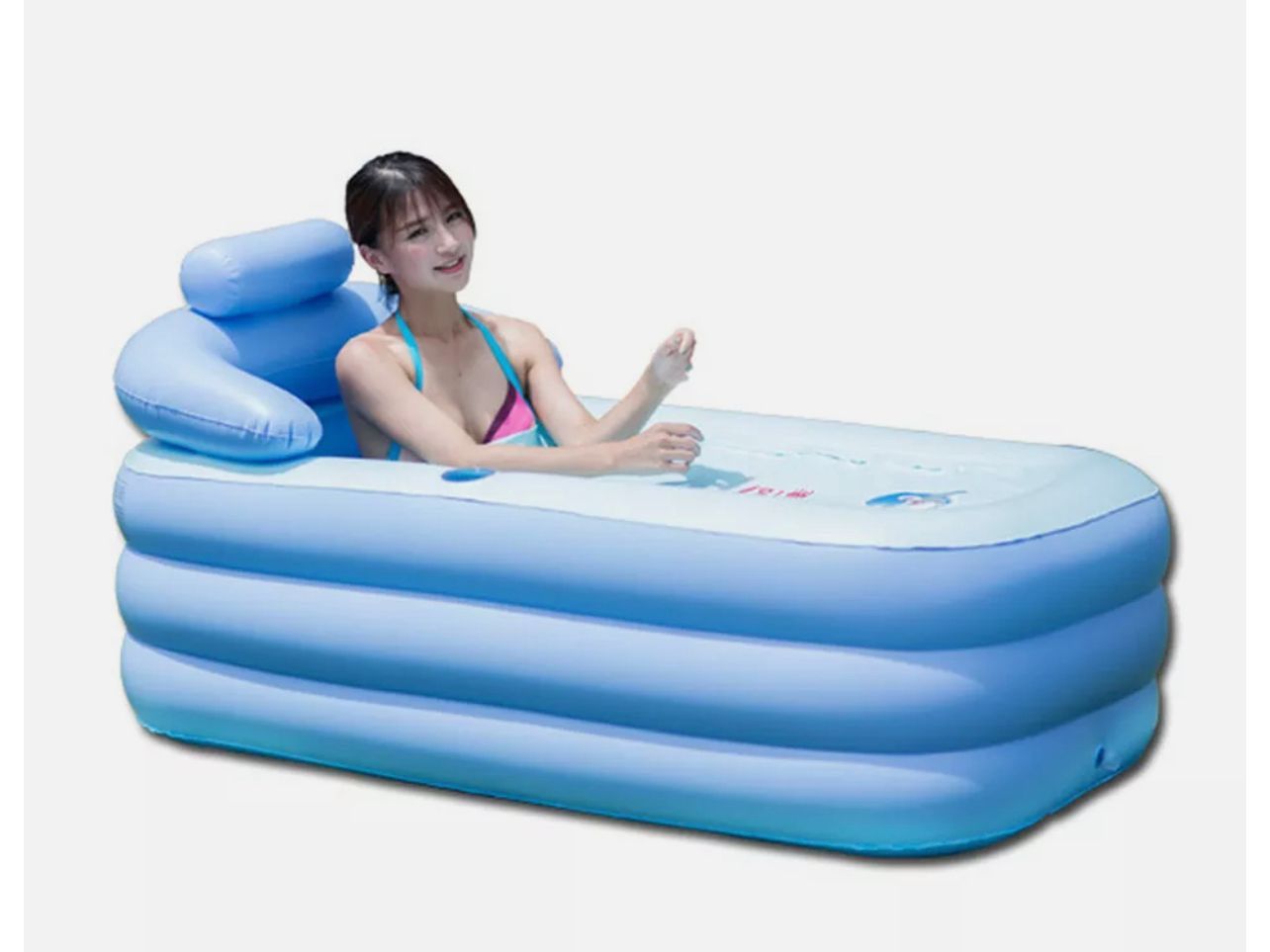 Intime Adult Foldable Inflatable Outdoor Spa Bathtub Blow Up Kit Bathtub Blue US