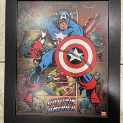 Captain America Poster Wood Frame 19.5”x23”