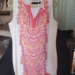 Beautiful White And Red Design Dress 
