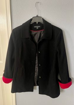 Preston & York Black Merino Wool Blend Peacoat - XL