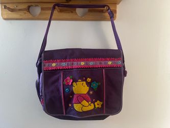 Vintage Disney Winnie the Pooh Messenger / Diaper Bag Purple Floral Shoulder Bag