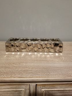 Votive holder; silver; holds 5 votives- $8