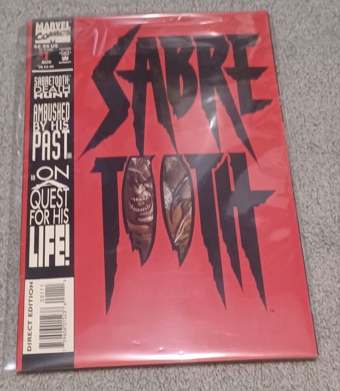 Sabertooth Comic Book Die Cut 1993 Cover Marvel Quest Life
