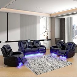 Multifunction Power Recliner Couch Set with LED Lights (more In Details)