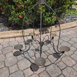 Vintage Wrought Iron Hanging Candelabra Chandelier 