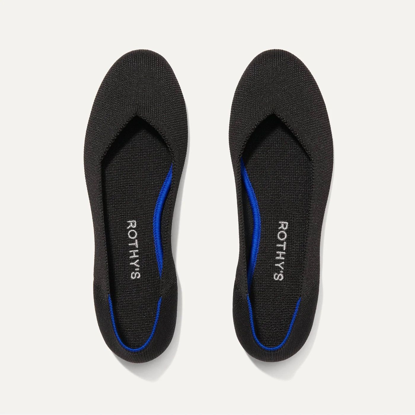 Rothy’s The Flat Round Toe Black Solid Knit Ballet Flats Womens Size 7