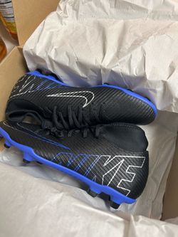 Mens 8- NIKE MERCURIAL SUPERFLY 9 CLUB MULTI-GROUND SOCCER CLEATS - BLACK/HYPER ROYAL/CHROME