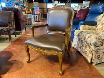 Italian Regency Style Armchair with Wood Accents