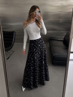 Black floral maxi skirt