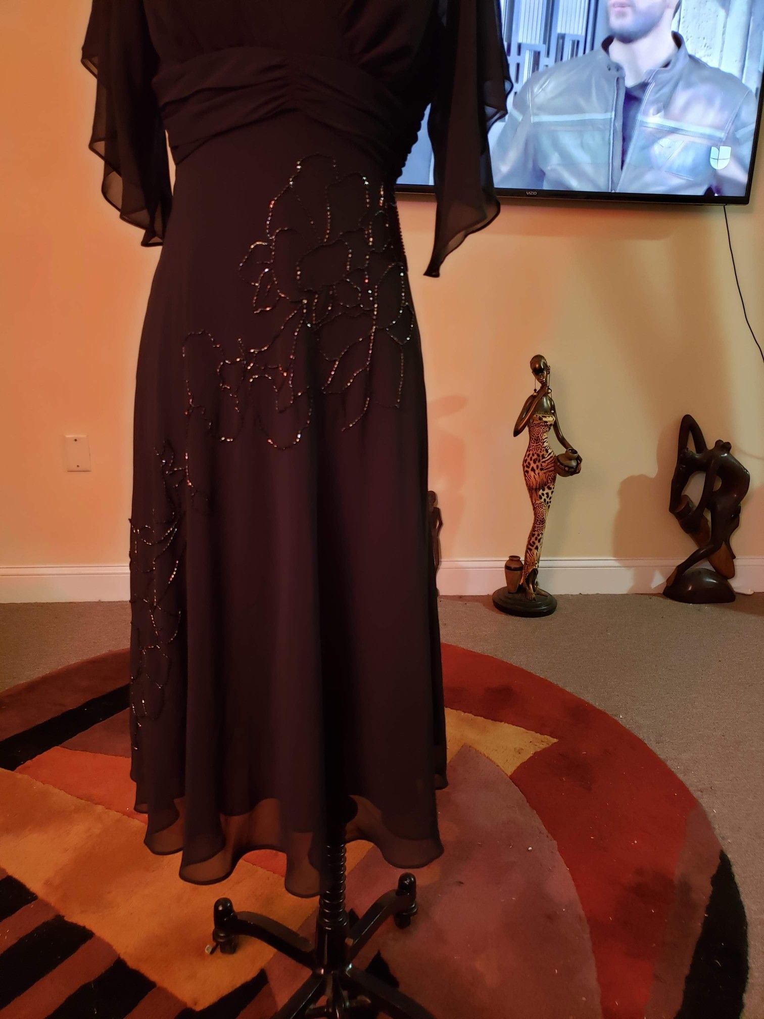 Black dress with beaded details