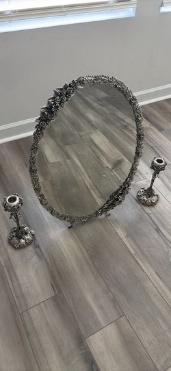 Vintage Handmade Persian Mirror & Candle Holder Set