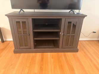 Dark Brown Media Console with Glass Doors