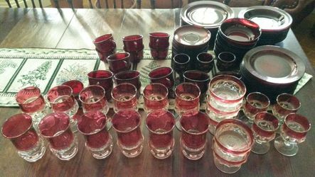 Ruby Red Glasses and Dishes