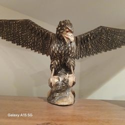 Hand Carved Wooden Eagle 3ft Width