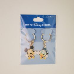 Tokyo Disney Resort Key Chain Ring Mickey Mouse & Donald Duck