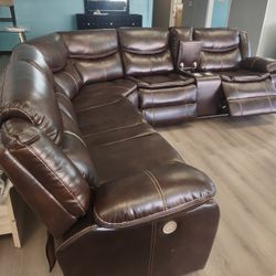 New Sectional Sofa With Three Power Recliners On Sale Now Don’t Miss