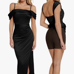Popilush Womens Shapewear Maxi Dress Multi Way Wear Off The Shoulder Bodycon Long Cocktail Formal Dresses
