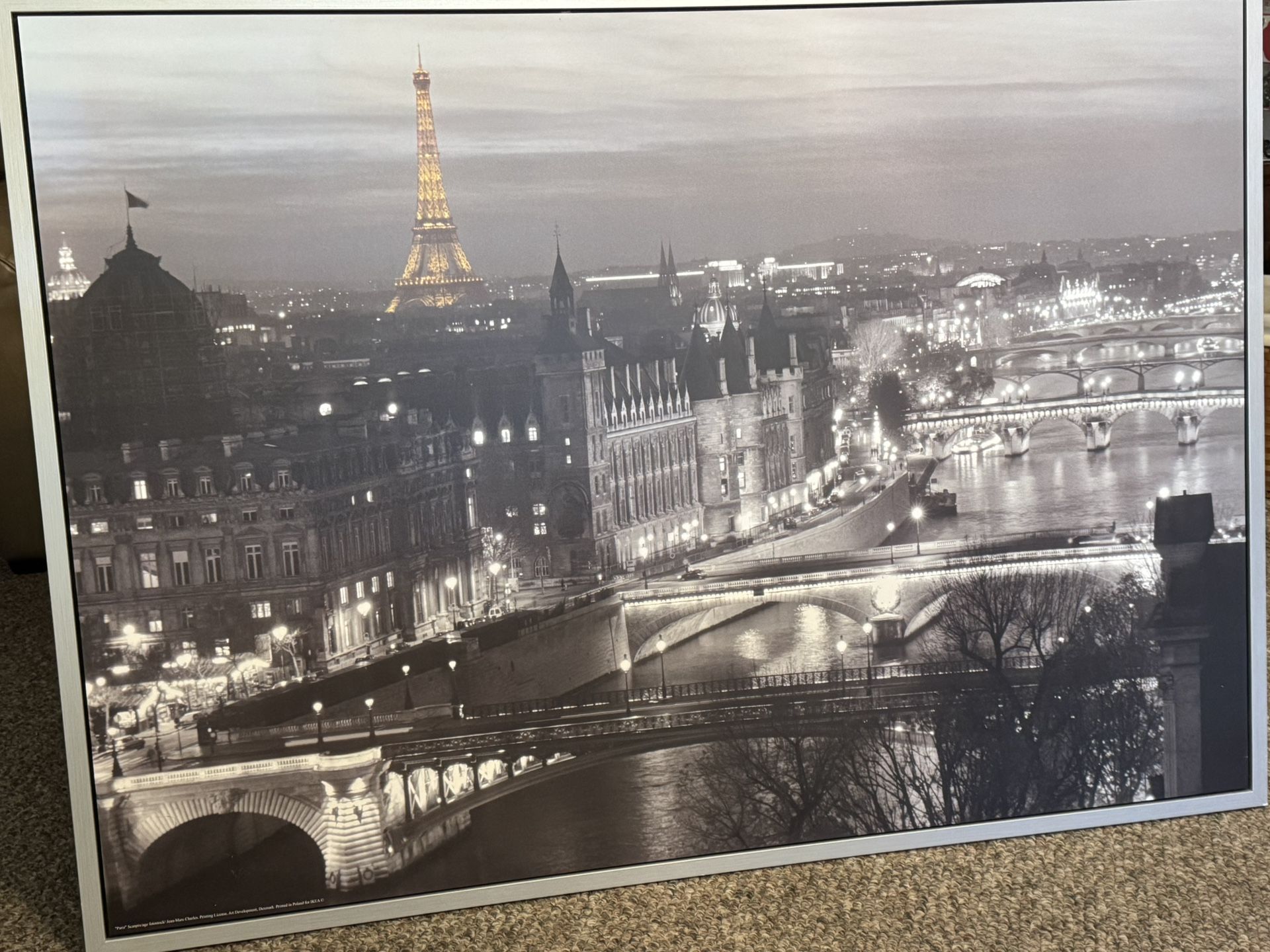 Paris France (black and white) With Highlighted Eiffel Tower