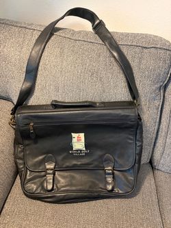 World Golf Village Black Leather Messenger Bag!