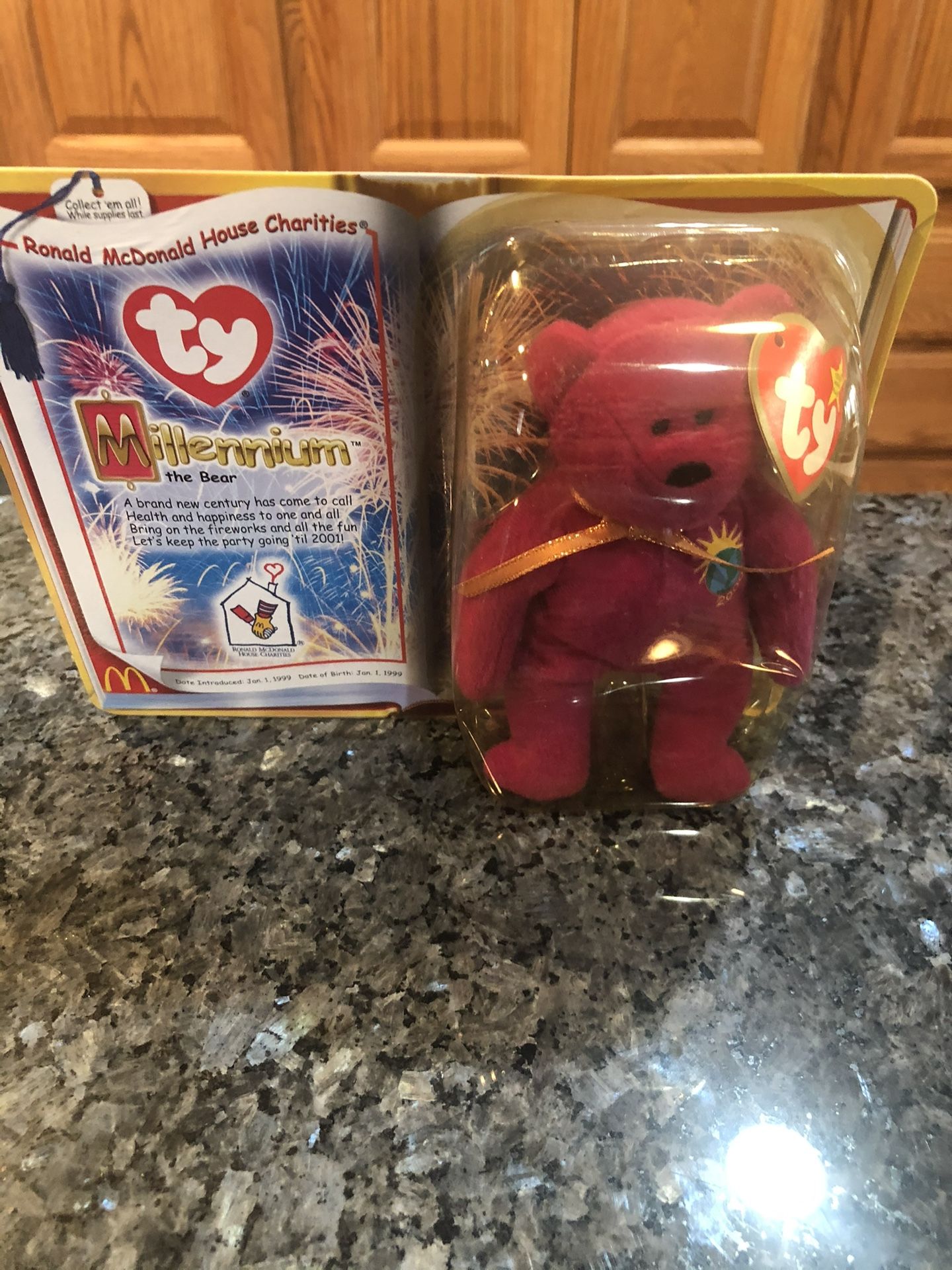 Vintage Rare McDonald’s “Millennium the Bear ” Ty Beanie Babie Bear . Year 2000. Brand new never opened. Smoke free home