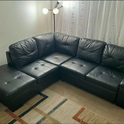 Black  Sleeper Sectional Sofa with Storage